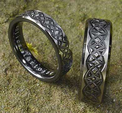 Contemporary Celtic Zirconium Wedding Rings