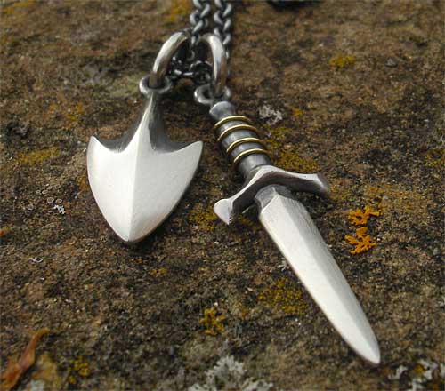 mens medieval silver necklace