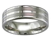 Contemporary flat-profile wedding ring in a two-tone combination finish