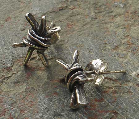 silver barbed wire earrings