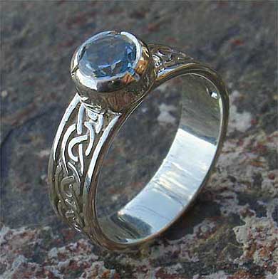 gemstone ring in white gold