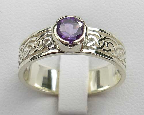 Celtic Amethyst Gemstone Set Ring