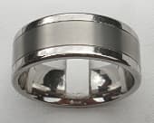 10mm width flat profile titanium wedding ring with a dual finish