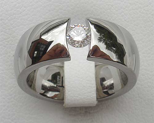 0.25ct tension set diamond titanium engagement ring