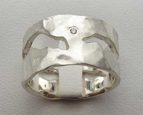 Diamond and sterling silver ring