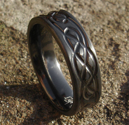 Black Celtic ring for men