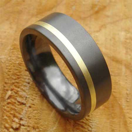 Alternative 9ct gold inlaid wedding ring for men