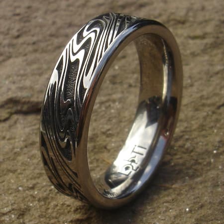 Damascus titanium ring