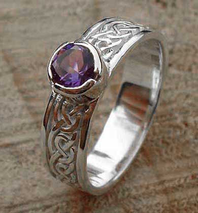 Amethyst silver Celtic engagement ring