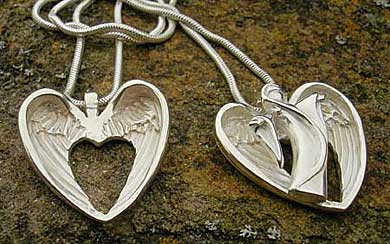 Angel wing heart necklaces
