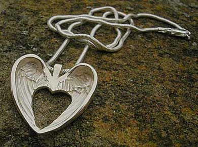 Angel wing silver necklace