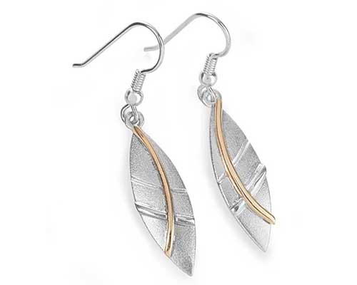 Gold and sterling silver drop earrings