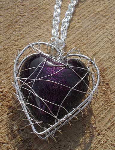 Aubergine heart necklace