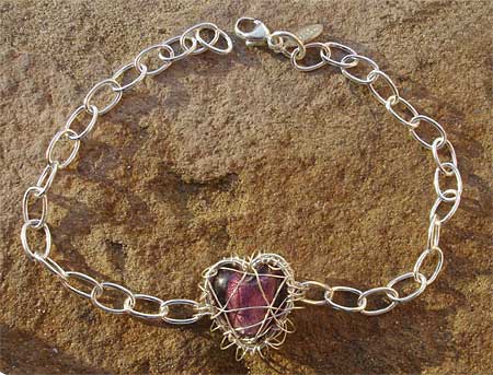 Aubergine heart bracelet