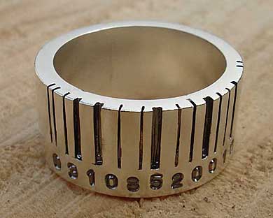 Barcode silver ring