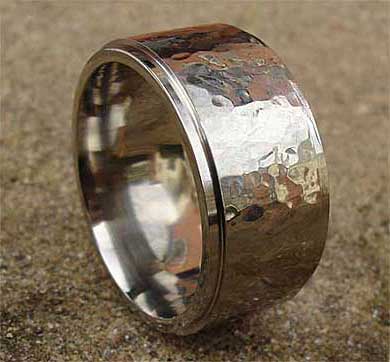 Beaten plain wedding ring