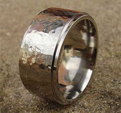 Beaten titanium ring