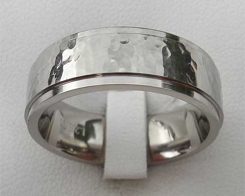 Beaten titanium wedding ring
