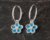 Beautiful forget me not flower hoop earrings