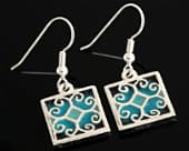 Beautiful square enamelled celtic earrings