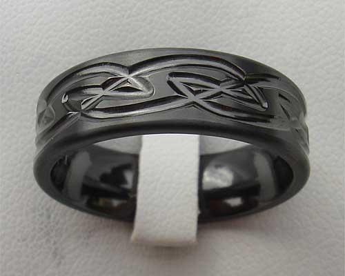 Size W Celtic Black Wedding Ring