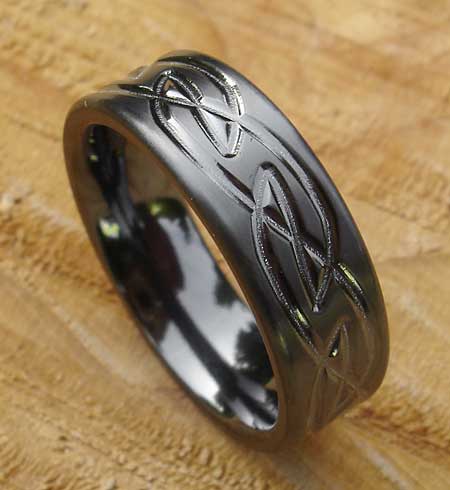 Black Celtic ring for men