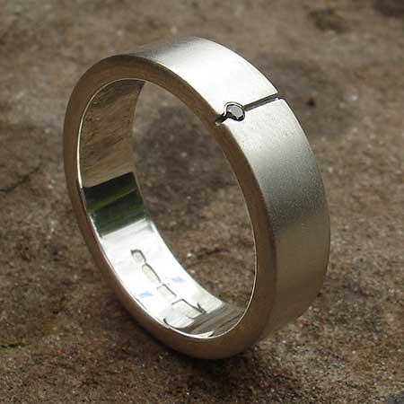 Black diamond silver wedding ring