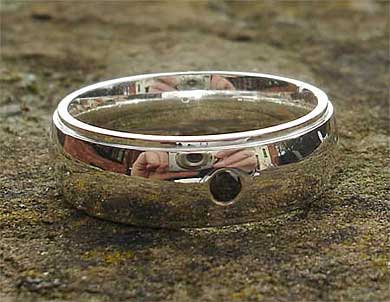 Black diamond sterling silver wedding ring