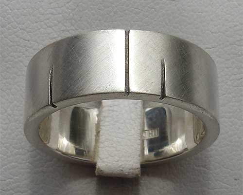 Etched sterling silver ring