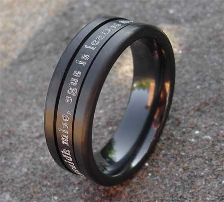 Black personalised wedding ring