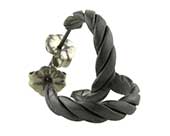 Black rope work titanium hoop earrings