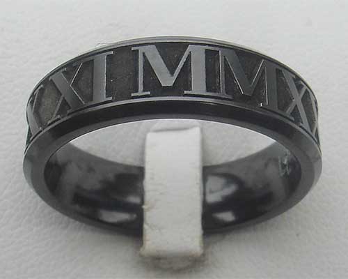 Black Roman numeral ring