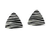 Triangular titanium stud earrings featuring a beautifully engraved natural print design