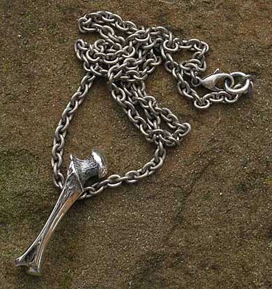 Bone sterling silver pendant