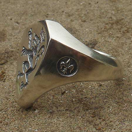 British lion silver signet ring