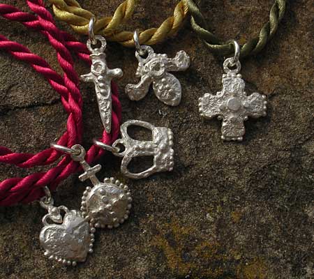 British made silver charm necklaces
