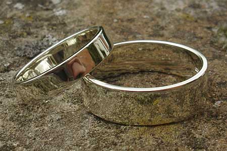 British made white gold wedding rings