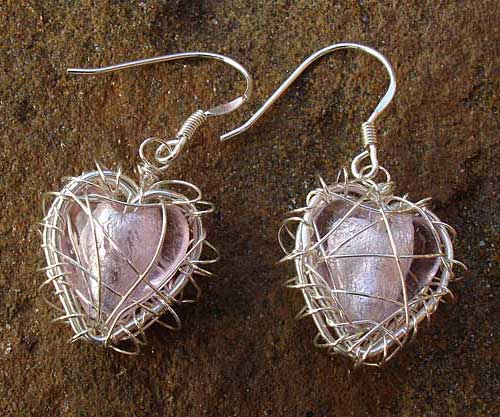 Caged heart drop earrings