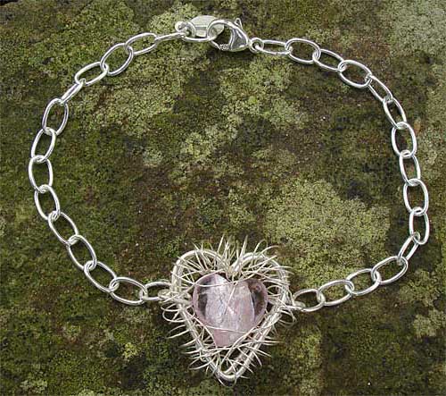 Caged heart handmade silver bracelet