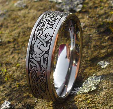 Celtic animals titanium ring
