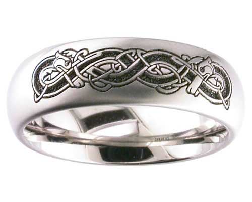 Celtic dog titanium ring