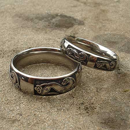 Celtic dog titanium rings