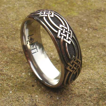 Celtic knot domed titanium ring