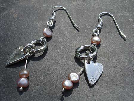 Celtic silver heart earrings