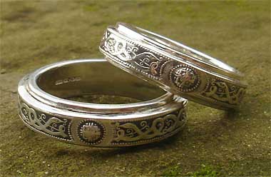 Celtic silver wedding rings