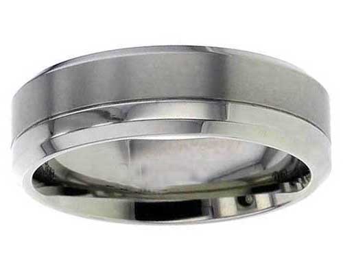Chamfered twin finish plain wedding ring