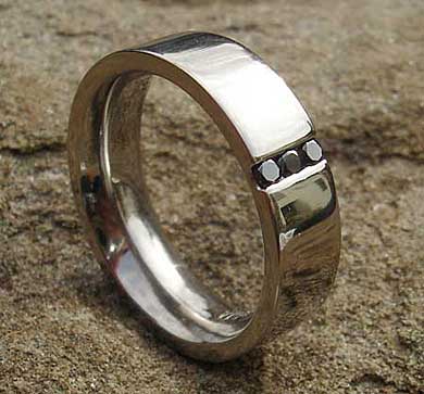 Channel set black diamond wedding ring