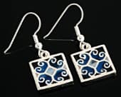 Colourful square celtic drop earrings
