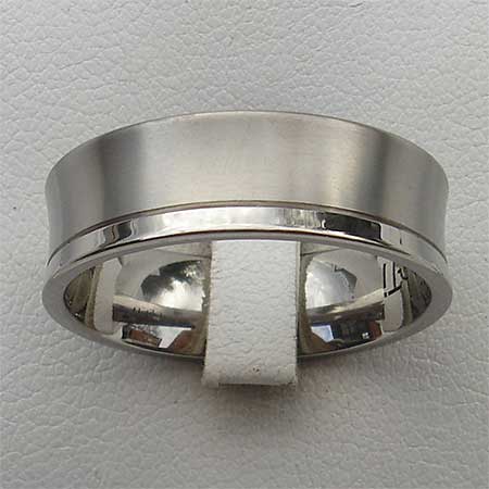 Concave two tone titanium wedding ring
