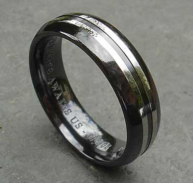 Size W Contemporary Two Tone Wedding Ring